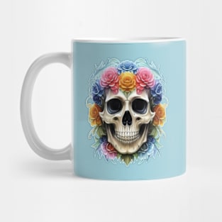 Skull head with flowers colourful Mug